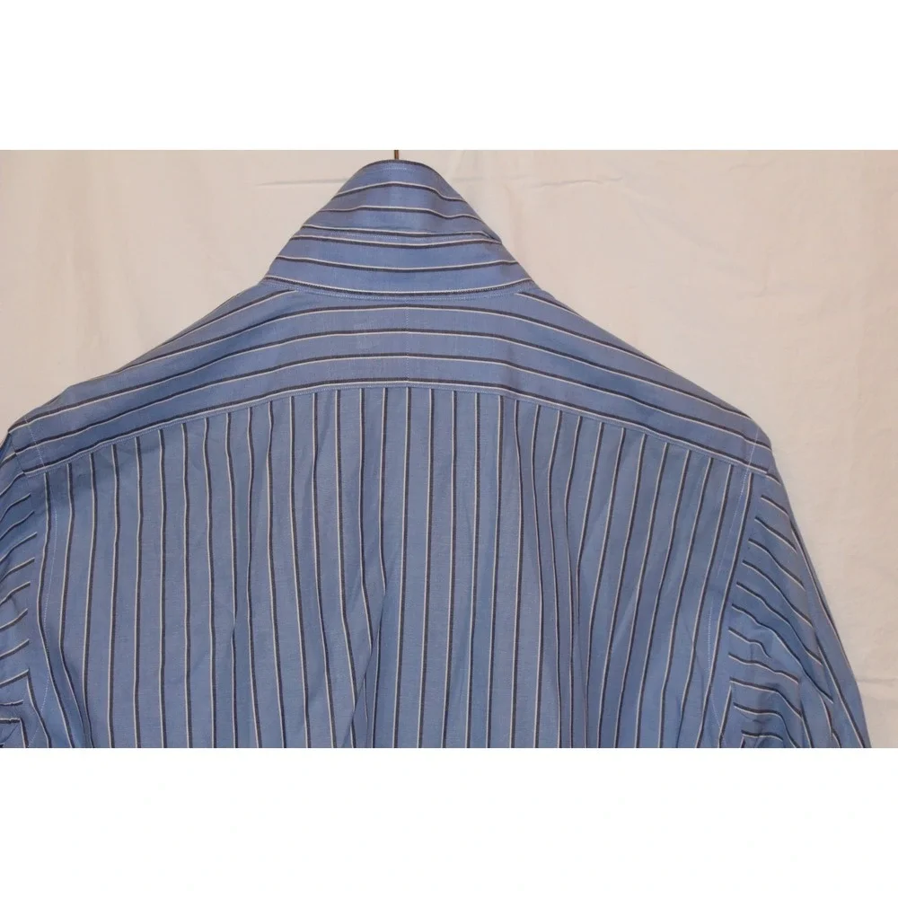 Polo Ralph Lauren Estate Mens Blue White Striped Dress Shirt 15.5 34/35 Cotton